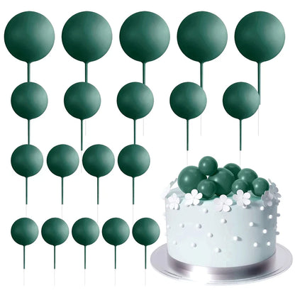 20Pcs Colorful Cake Topper Balls – Gold, Silver & Pastel DIY Cake Decorations for Birthday, Wedding & Party Supplies