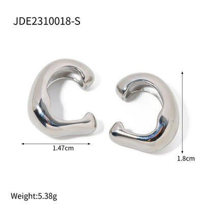 18K Gold Plated Punk Hip Hop Irregular Ear Clip – Waterproof Trendy Stainless Steel Jewelry