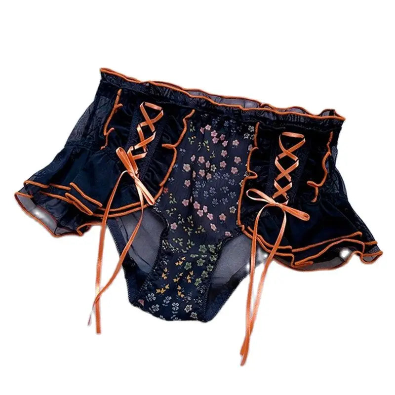 Plus Size Lace Briefs - Sweet Bow Ruffle Kawaii Japanese Style Women's Underwear