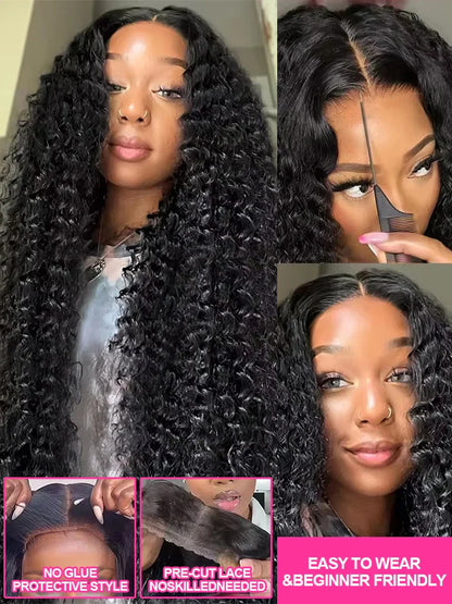 Water Wave Glueless Human Hair Wig – Curly 13x6/13x4 HD Frontal, 250% Density Deep Wave, 7x5 HD Lace Closure, CEXXY Sale