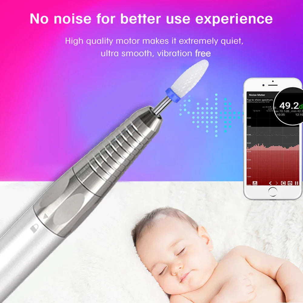 Professional Electric Nail Drill – 35000RPM Rechargeable Nail File for Gel Nails, Low Noise Sander, Nail Accessories
