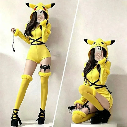 Yellow Mouse Cosplay Costume - Kawaii Plush Hooded Jumpsuit for Halloween & Carnival
