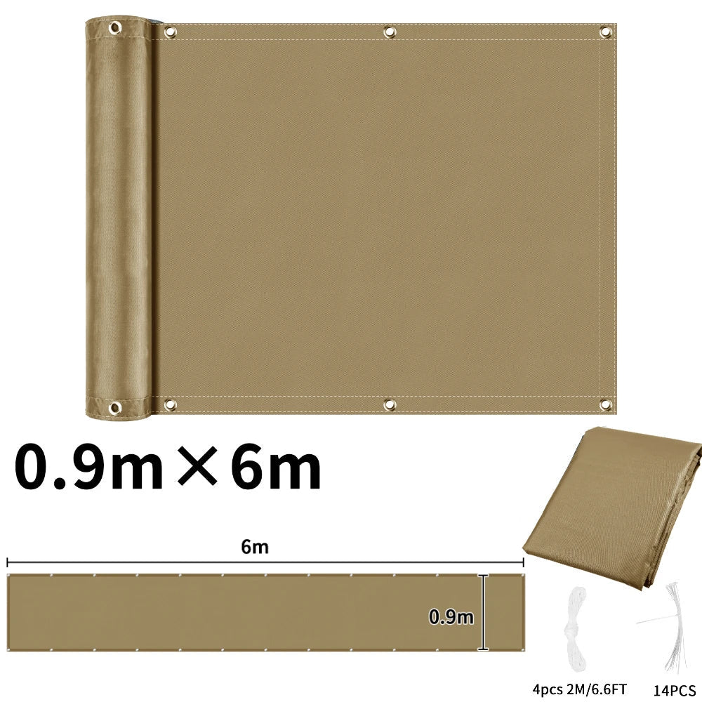 Balcony Privacy Screen Fence Cover with Grommets – Waterproof UV Protection Sunshade Cloth for Patio, Garden & Outdoor Shelter