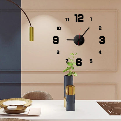 3D Frameless DIY Wall Clock — Creative Mute Digital Wall Sticker for Home, Living Room, and Office Decoration