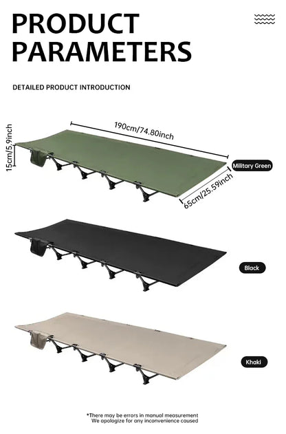 Ultra-Light Folding Camping Bed – Portable Outdoor Tent Cot for Adults, 150KG Capacity, Ideal for Hiking & Travel