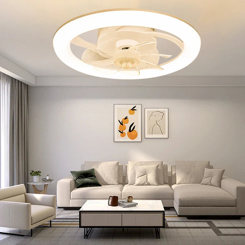 New Modern Ceiling Fan Light with Intelligent Remote Control - Ideal for Living Room, Bedroom, Restaurant - LED Fixture for Simple Home Décor