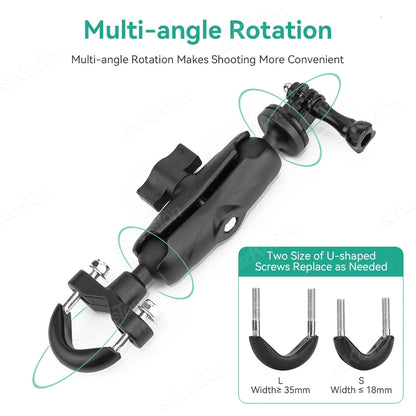 Selfie Stick Monopod Handlebar Mount – Compatible with Insta360 X4/X3/X2, GoPro 8-13 & DJI for Bicycle & Motorcycle