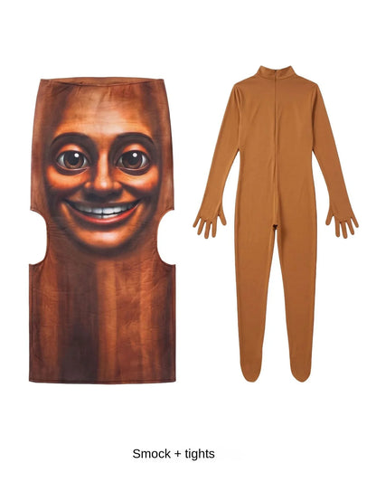Tung Tung Tung Sahur Costume - 3D Printed Face Sponge Cosplay Outfit for Halloween & Performances