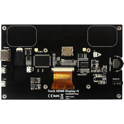 7 Inch Portable IPS Touch Screen Display – 1024x600 Monitor with Optional Speakers for Raspberry Pi 5/4B/3B+, Laptop, PC