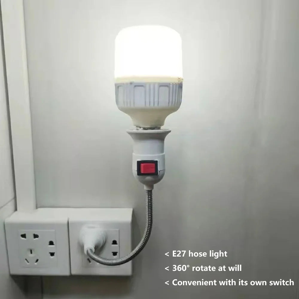 Convenient Lighting Solution: Direct Plug Swivel Lamp Head with E27 Large Screw Lamp Holder - Universal Hose Type with Switch for Versatile Use