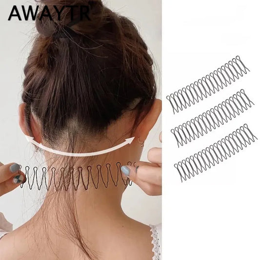 AWAYTR Women's Invisible Broken Hair Hairpin - Tiara Tools Roll Curve Needle Bangs Fixed Insert Comb - Styling Accessories