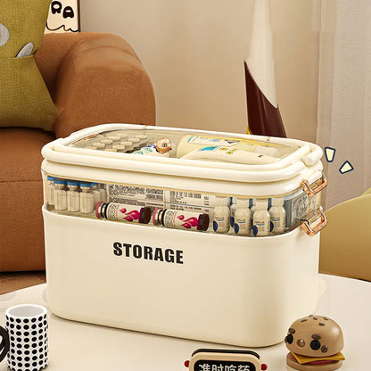 3/4-Layer Large Capacity Medicine Organizer Box – Portable Family First Aid Kit & Pill Storage Container