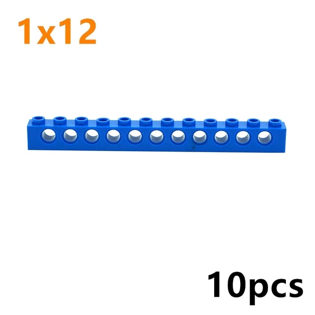 Technical Building Block Long Beam with Holes – Thick MOC Studded Bricks Compatible with 3703, 32018, 3895, 2730, 3894, 3701, 3700