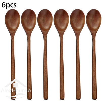 6-Piece Bamboo Wooden Spoon Set – 9” Korean Style Natural Wood Spoons for Soup, Cooking & Mixing
