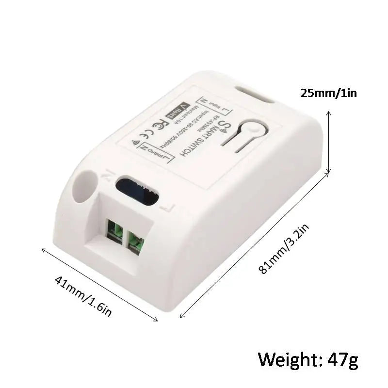 Wireless RF 433MHz Remote On/Off Light Switch Controller, AC 220V 10A Relay for Ceiling Lamp, LED, and Fan Smart Home Control