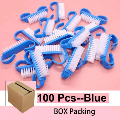 100pcs Nail Cleaning Brush Set - Colorful Soft Plastic Dust Remover Tools for Nail Art, Manicure & Pedicure Care