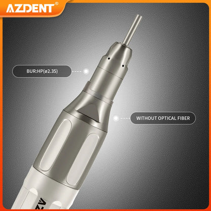 AZDENT Dental Low Speed Handpiece 1:1 Contra Angle – Push Button for ø2.35mm CA Burs, 2/4 Holes, Air Motor