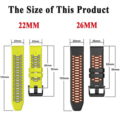 Outdoor Sports Silicone Watch Band 22mm/26mm for Garmin Fenix 5 6 7 8 Series, Tactix, Mk2, Enduro – QuickFit Replacement Strap