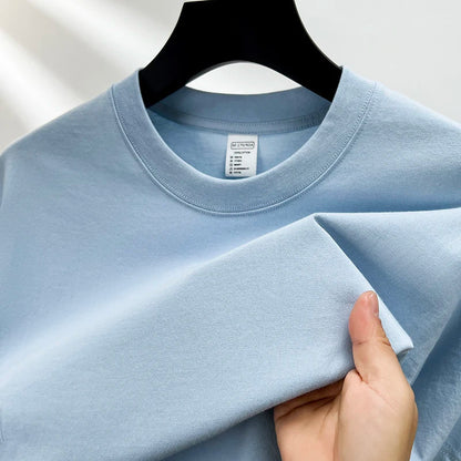 100% Pure Cotton Men’s Summer T-Shirt – High-End Short Sleeve Round Neck Breathable Fashion Top