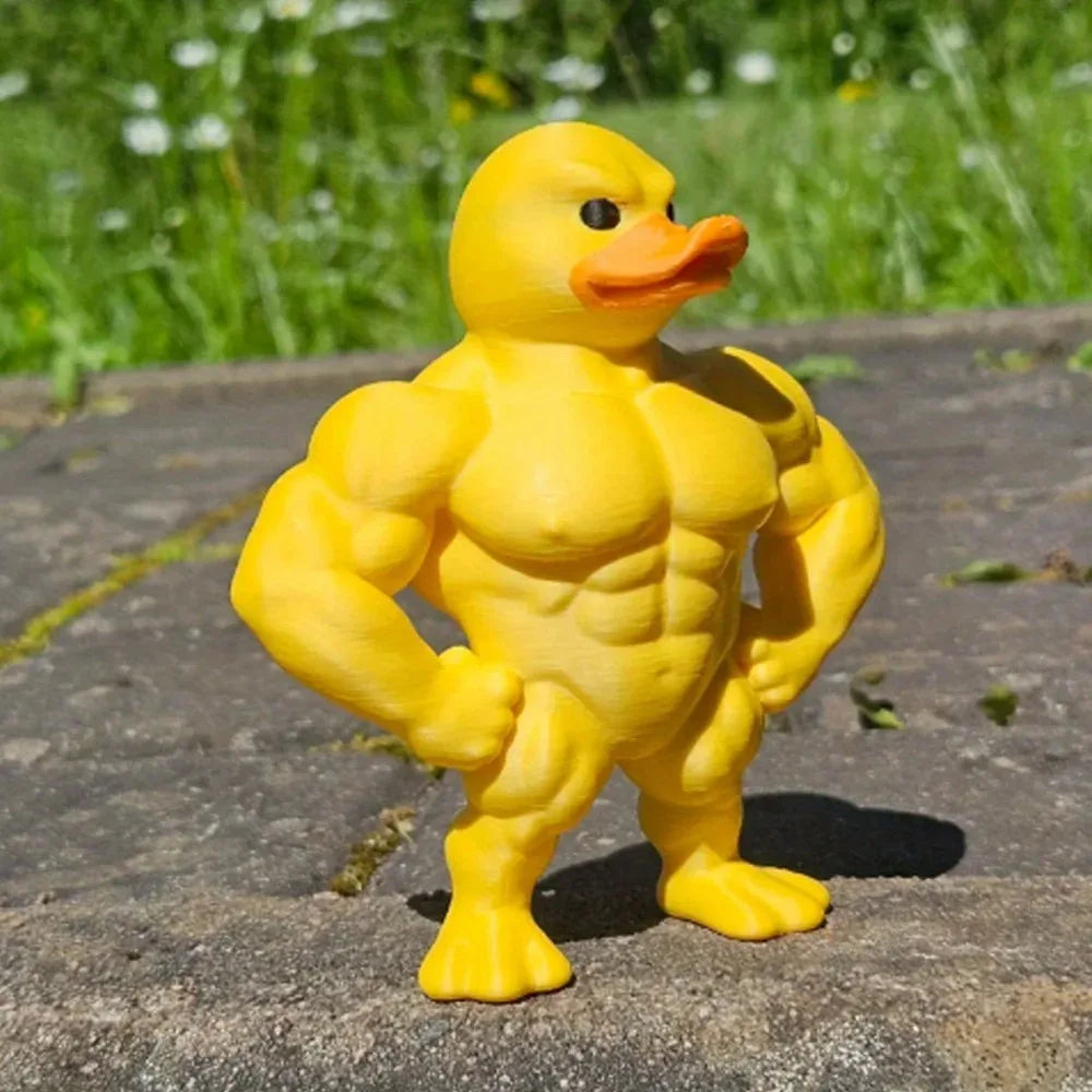 Muscle Duck 3D Statue – Cute Whimsical Desktop & Bookshelf Figurine, Indoor/Outdoor Home Decoration Accessory