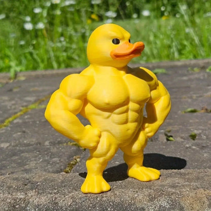 Muscle Duck 3D Statue – Cute Whimsical Desktop & Bookshelf Figurine, Indoor/Outdoor Home Decoration Accessory