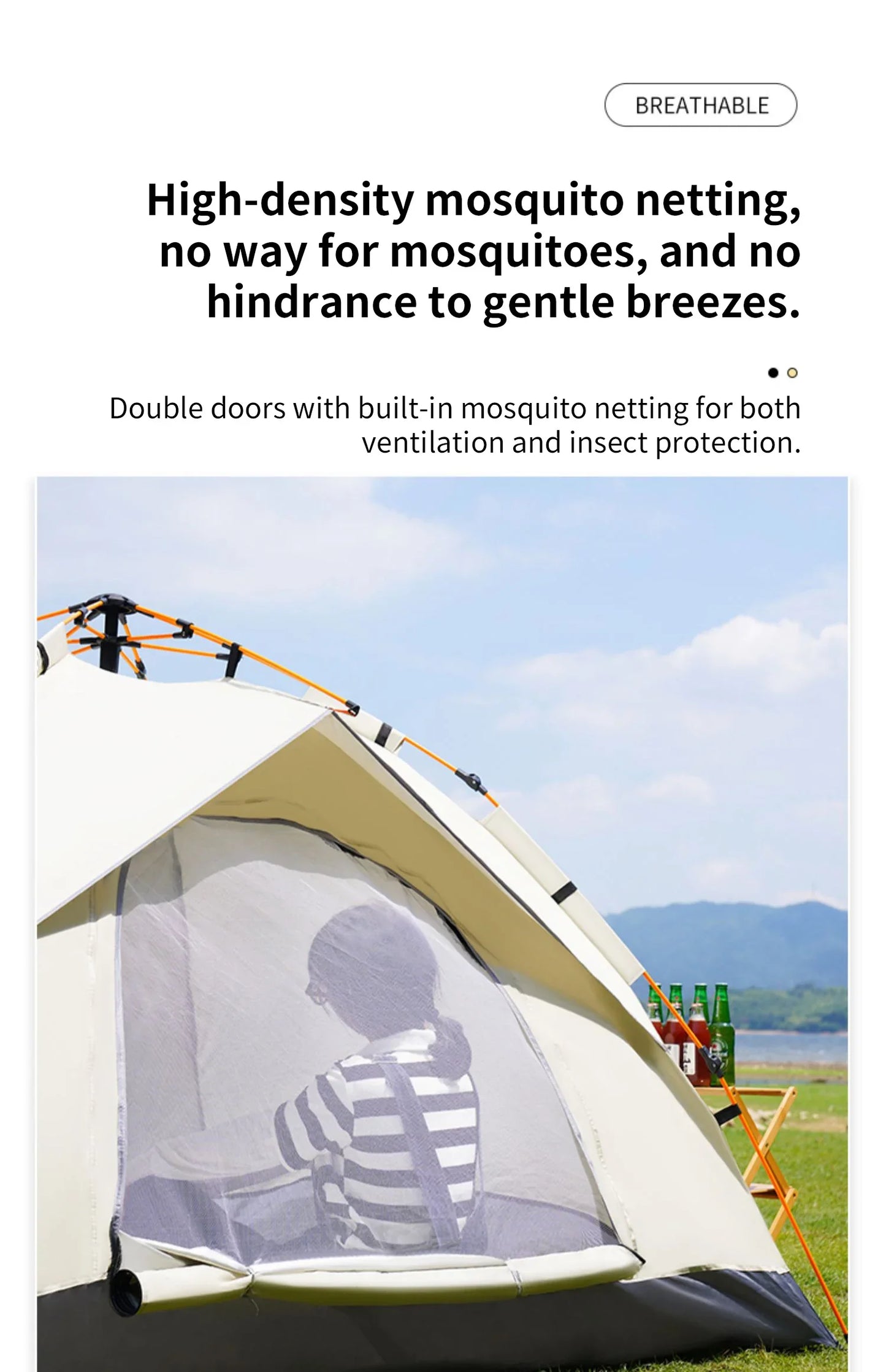 Outdoor Folding Tent – Fully Automatic Quick Opening, 3-4 Person Self-Driving Camping Tent, Rain & Sun Proof, Portable