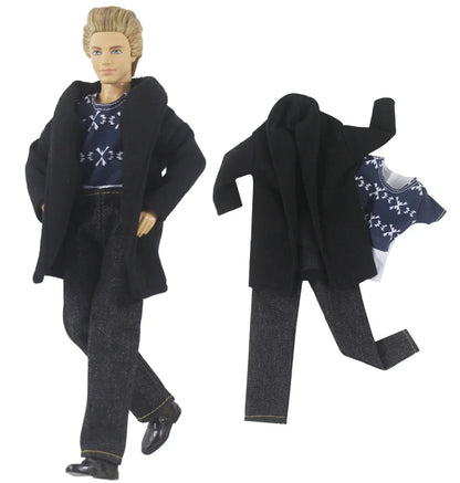 1 Set Woolen Overcoat Outfit for 12-inch Ken Doll – Multiple Styles Doll Clothes