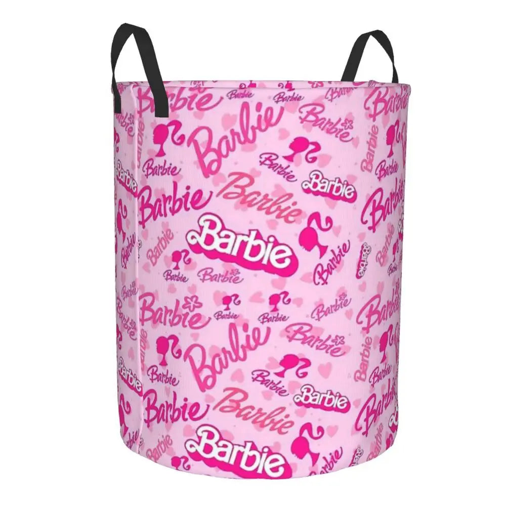 Custom Barbie Logo Laundry Basket – Collapsible Large Capacity Clothes Storage Bin, Disney Baby Hamper