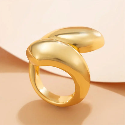 Ingemark Punk Snake Ring – Exaggerated Water Drop Geometric Adjustable Open Finger Ring for Women, Vintage Couple Jewelry
