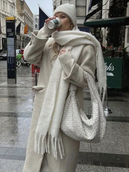 2025 Women’s Winter Scarf – Thick Warm Pashmina Shawl Wrap, Solid Color Cashmere Tassel Hijab Stole