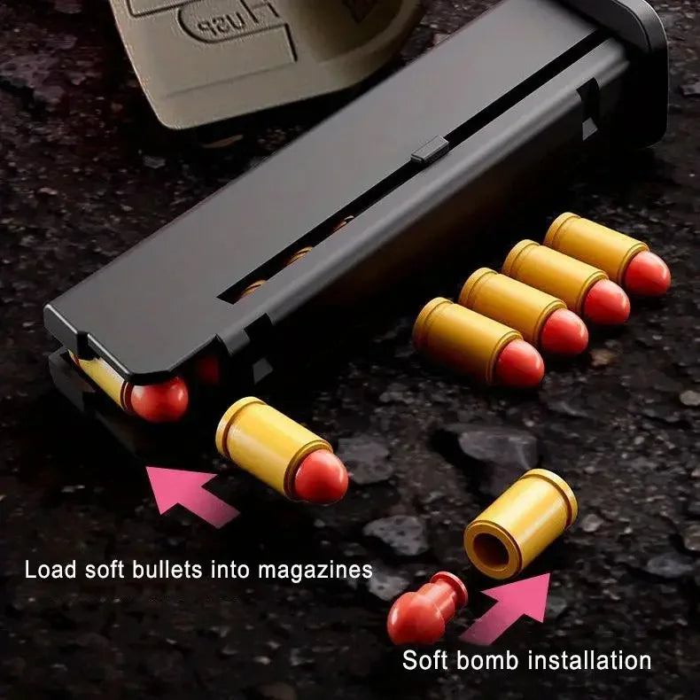 SIG17 Shell Ejecting Toy Gun – Blowback Soft Bullet Pistol with Continuous Firing Action for Kids Gift