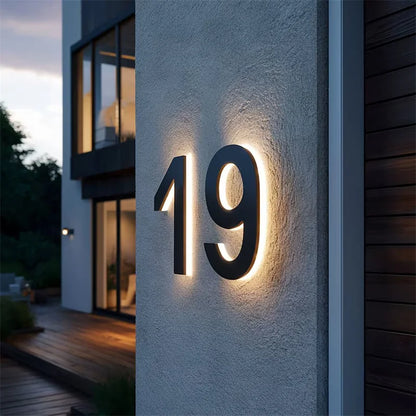 LED House Numbers - Illuminated Metal Backlit Address Sign for Door & Home Exterior