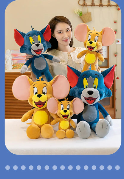 35/45/65cm Cute Cat & Mouse Plush Doll — Large Tom & Jerry Cartoon Stuffed Toy, Children's Soothing Companion Gift