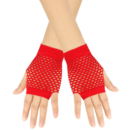 Solid Color Fingerless Mesh Gloves – Short Fishing, Party & Dance Gloves