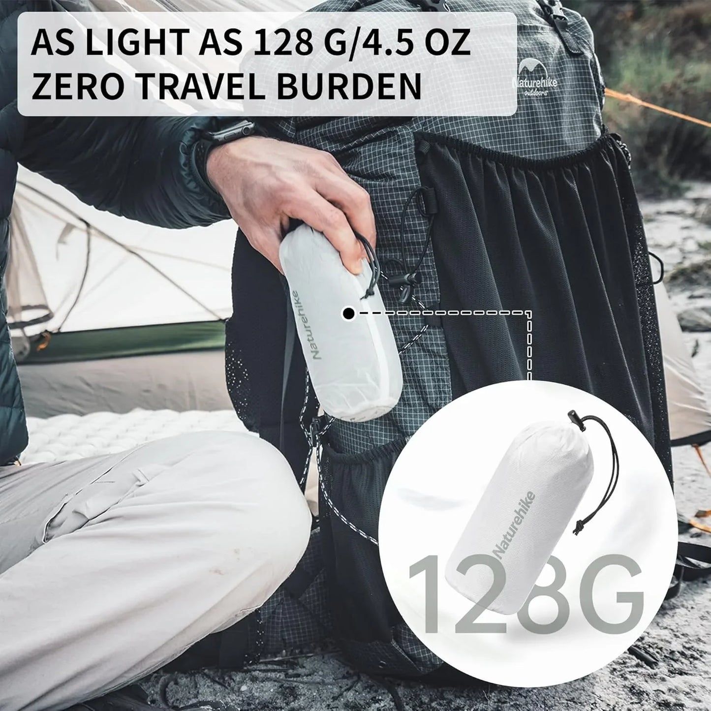 Naturehike Sleeping Bag Liner - 128g Ultralight Travel & Hiking Inner Blanket for Single Sleeping Bags