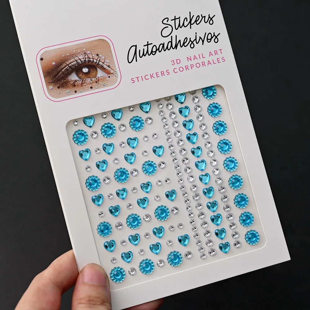 5D Face Diamond Gem Stickers - Colorful Rhinestone Body Makeup Tattoo for Festival, Nail Art & DIY Bling Style