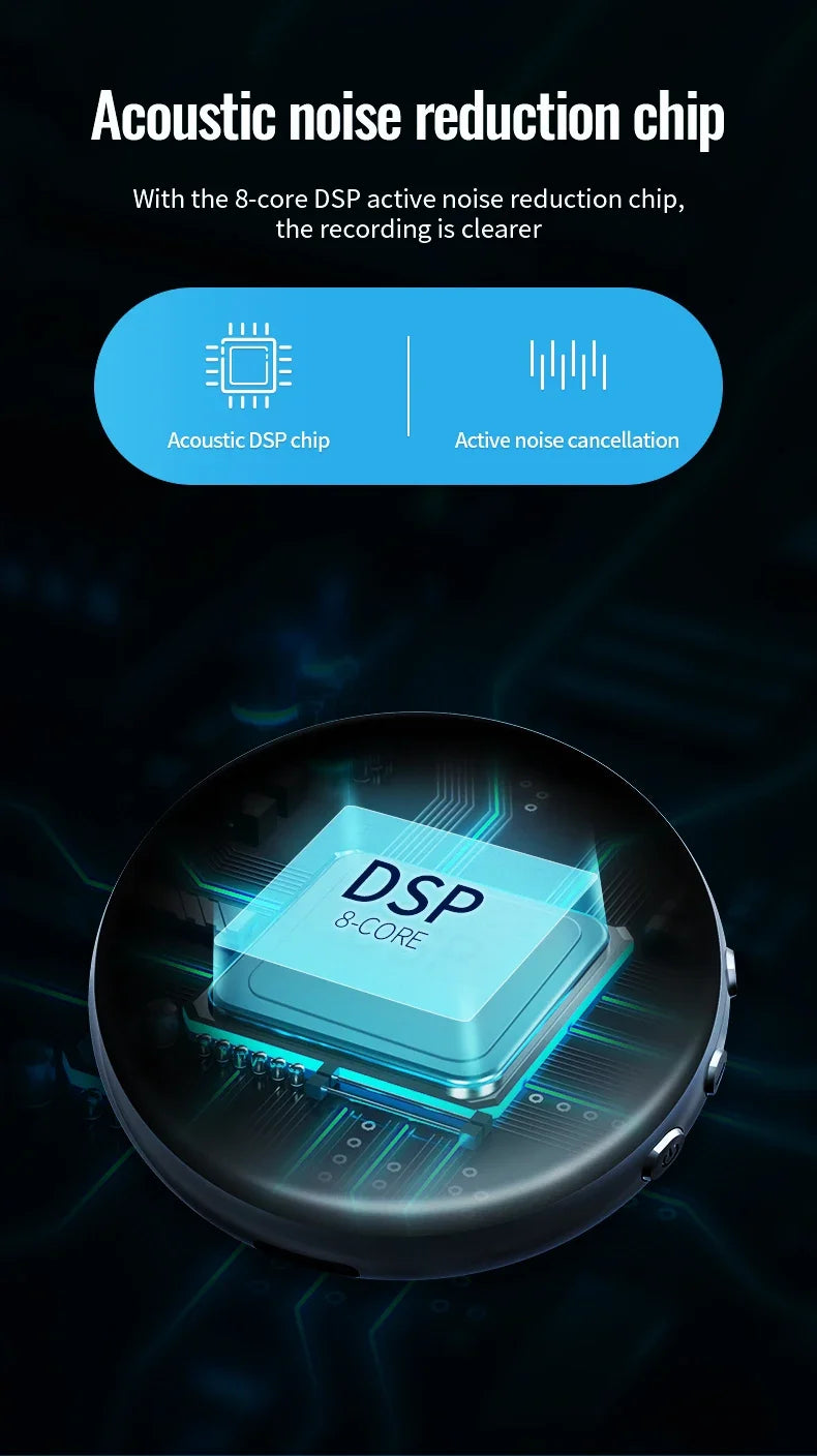 Digital Voice Recorder 64GB – Activated USB Flash Magnet Dictaphone with HD Noise Reduction, 100-Hour Audio & MP3 Player