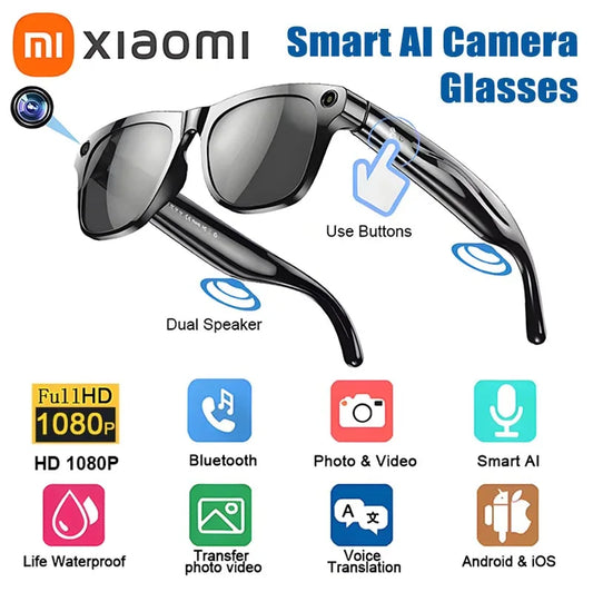 Xiaomi 1080P HD AI Smart Glasses — 100MP Camera, Bluetooth Call, Voice Assistant, 260mAh Battery, Smart Control