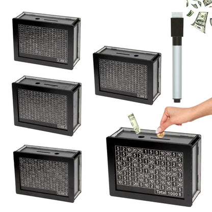 USD Black Reusable Piggy Bank with Money Goal Counter - DIY Savings Box to Build Good Habits