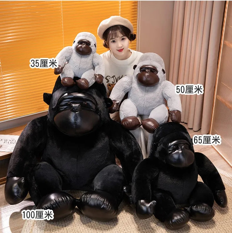 35/50/65cm Big Black Gorilla Plush Toy – Cute Stuffed King Kong Monkey for Birthday Gifts