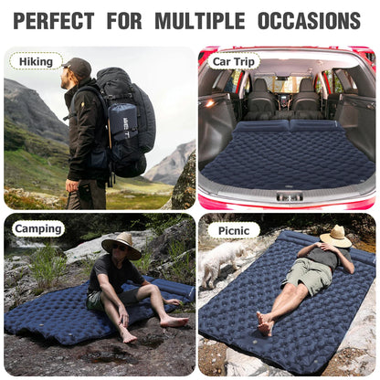 WESTTUNE Double Inflatable Air Mattress – Built-in Pillow Sleeping Pad for Camping, Travel, and Hiking