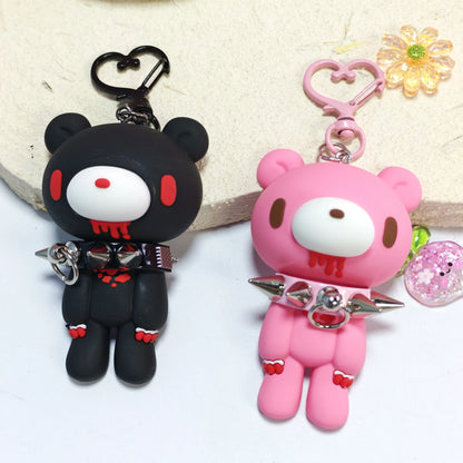 Demon Bear Keychain - Cute Punk Teddy Bag Charm with Spiked Collar, Collectible Gift Accessory