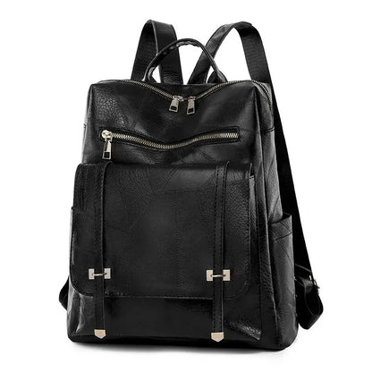 Vintage Women's Leather Backpack - Large Capacity, Daily Commute and Travel Bag, Perfect for Shopping