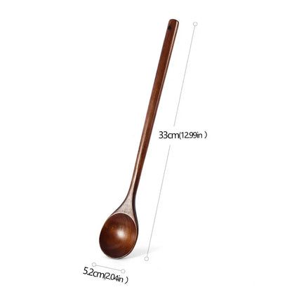 Long Wooden Spoons – Natural Coffee Stirring Rods & Tea Dessert Spoons for Soup Kitchen Tableware
