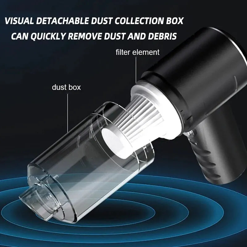 Wireless 120W High Power Vacuum Cleaner - Dual-Use for Home & Car, 1PC, Powerful & Portable, Black