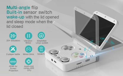 MIYOO Flip V2 Handheld Retro Game Console – 3.5'' IPS Screen, Compact & Portable Gaming Device for Travel or Gifts