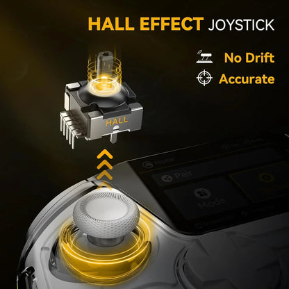 Interactive Wireless Gaming Controller with RGB Light & Hall Effect Stick – Switch/PC/iOS/Android, 1800mAh with Charging Dock