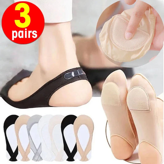 Ultra-Thin Invisible Boat Socks for Women | Silicone Non-Slip Socks for High Heels | Ice Silk Half-Palm Suspender