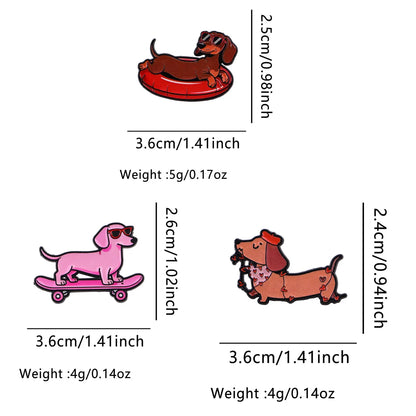 Cute Dachshund Enamel Pin – Cartoon Dog Brooch Lapel Badge for Backpack, Clothing & Gifts