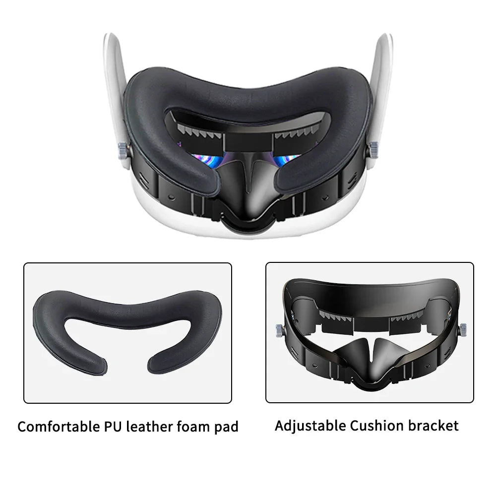 Adjustable PU Leather Facial Replacement Foam Bracket for Meta Quest 3 – Comfortable VR Interface & Face Pad Cushion